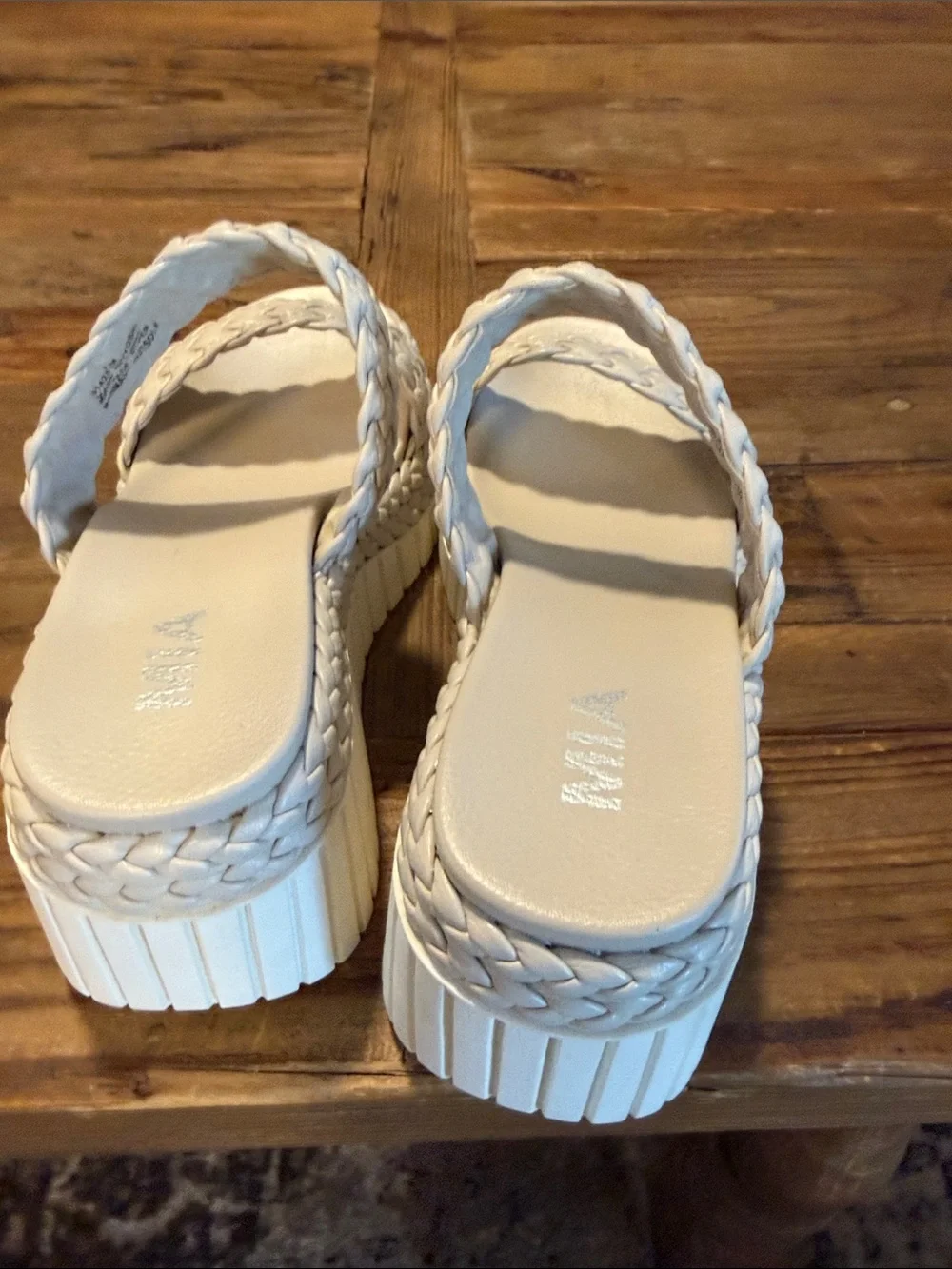 MIA Girls' Braided Double-Strap White Platform Slides